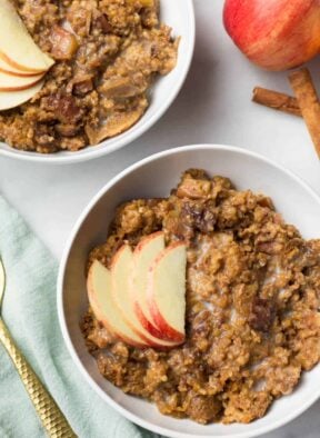 These Fig Apple Cinnamon Slower Cooker Steel Cut Oats combine the flavors of fall to provide a hearty and nutritious breakfast that feels like a treat - Eat the Gains