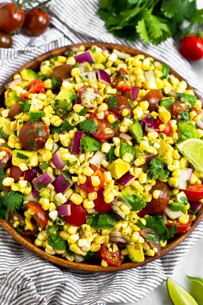 Raw Summer Corn Salad with Tomato & Avocado - Eat the Gains