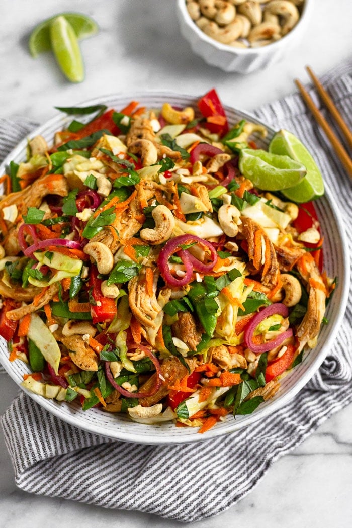 Healthy Asian Chicken Cabbage Salad - Eat the Gains