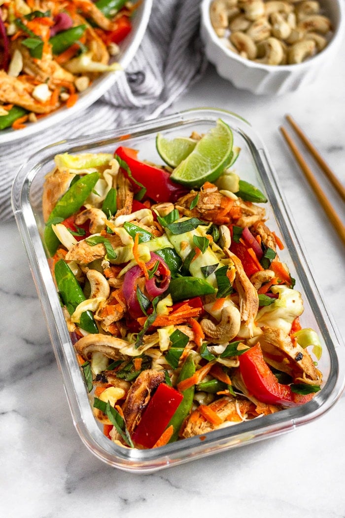 Healthy Asian Chicken Cabbage Salad - Eat the Gains