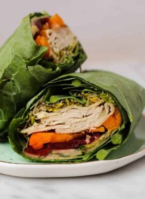 Use collard greens as a low carb and nutrient packed wrap! These Turkey Collard Wraps are customizable to your liking and paleo and Whole30 approved! - Eat the Gains