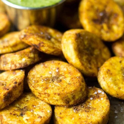 A great carb source, these Sweet & Spicy Baked Plantains are an easy side for breakfast or dinner and are paleo, vegan, and Whole30 approved! - Eat the Gains