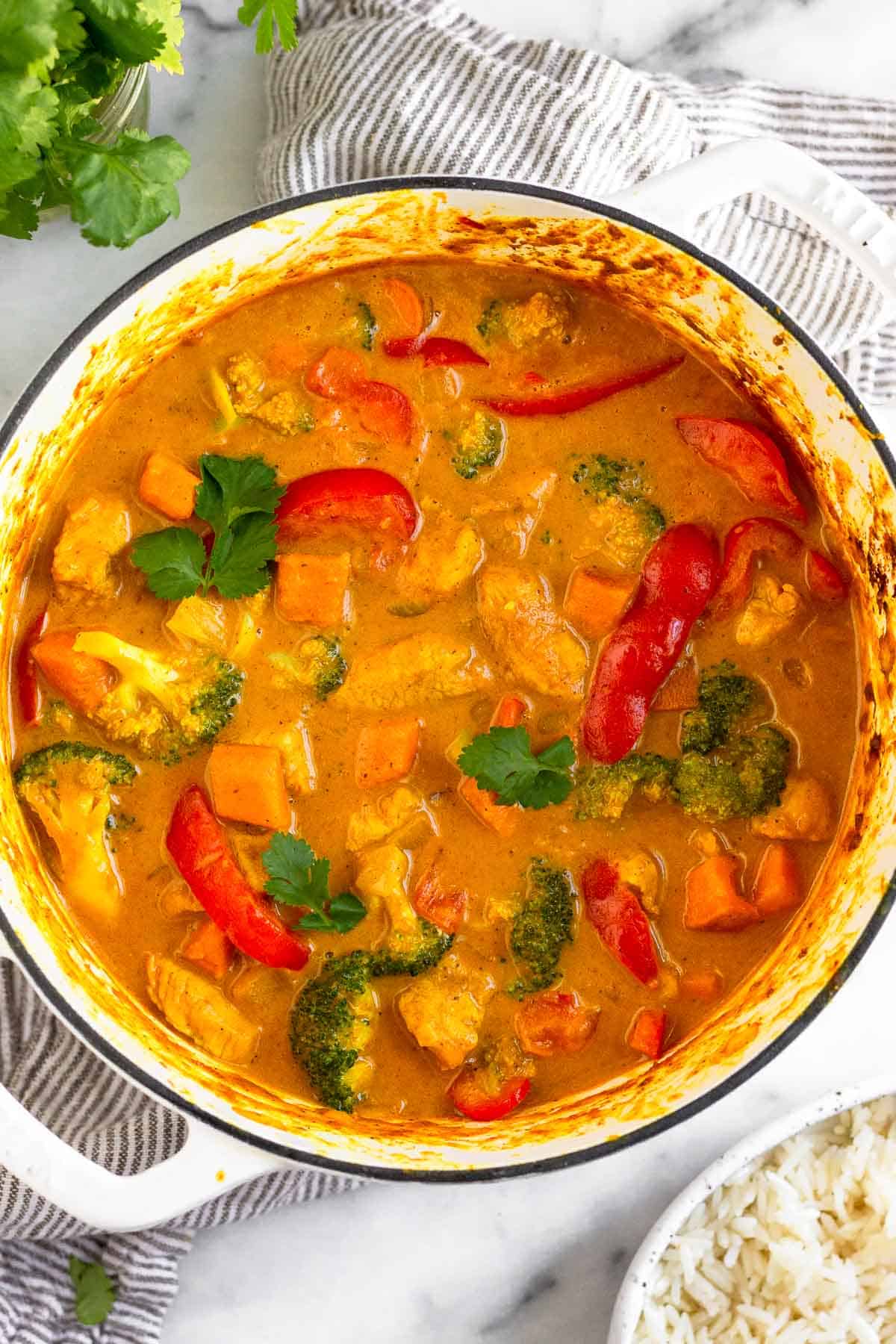 One Pot Thai Coconut Chicken Curry with Veggies - Eat the Gains