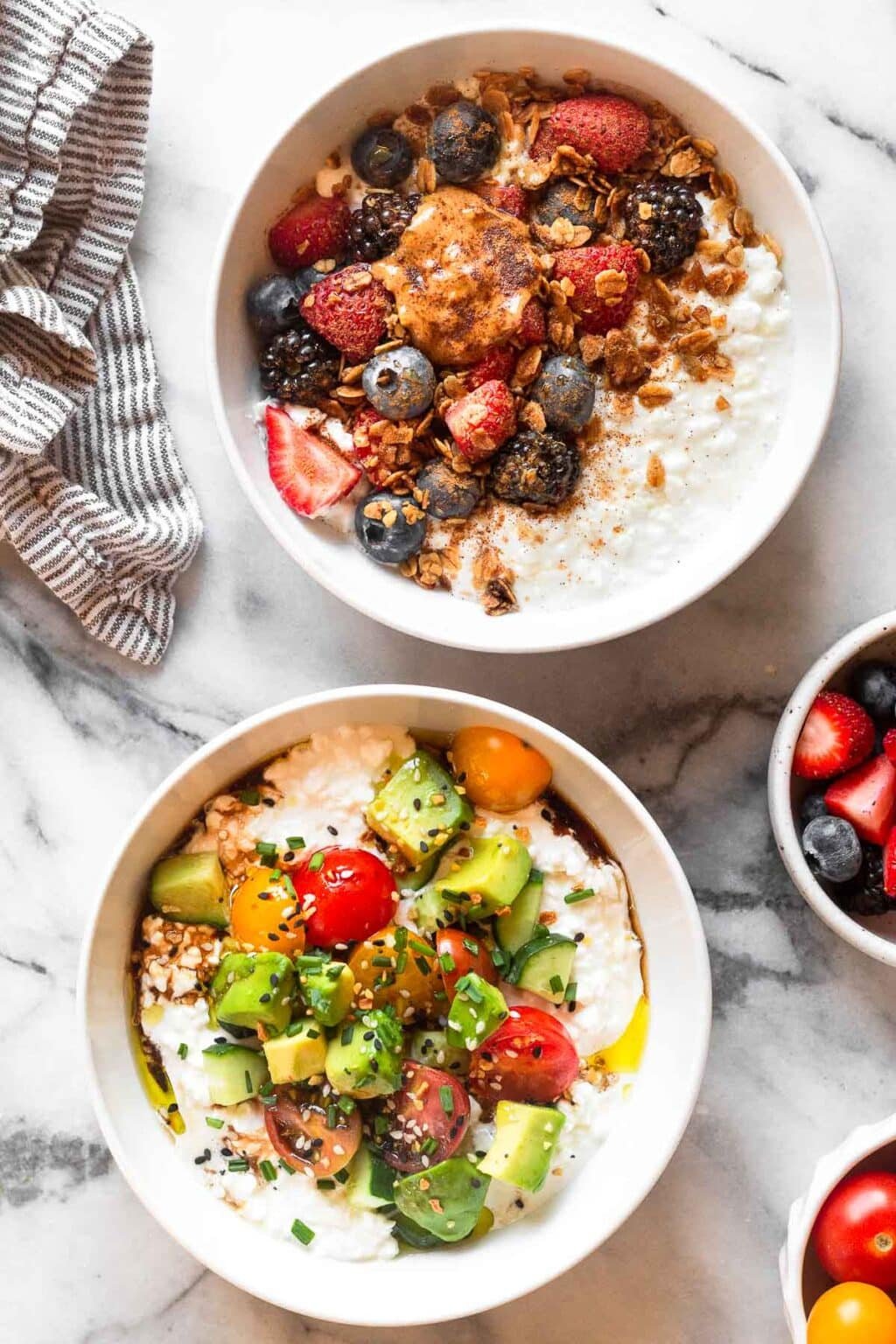 Cottage Cheese Bowl 2 Ways (Sweet & Savory) Eat the Gains