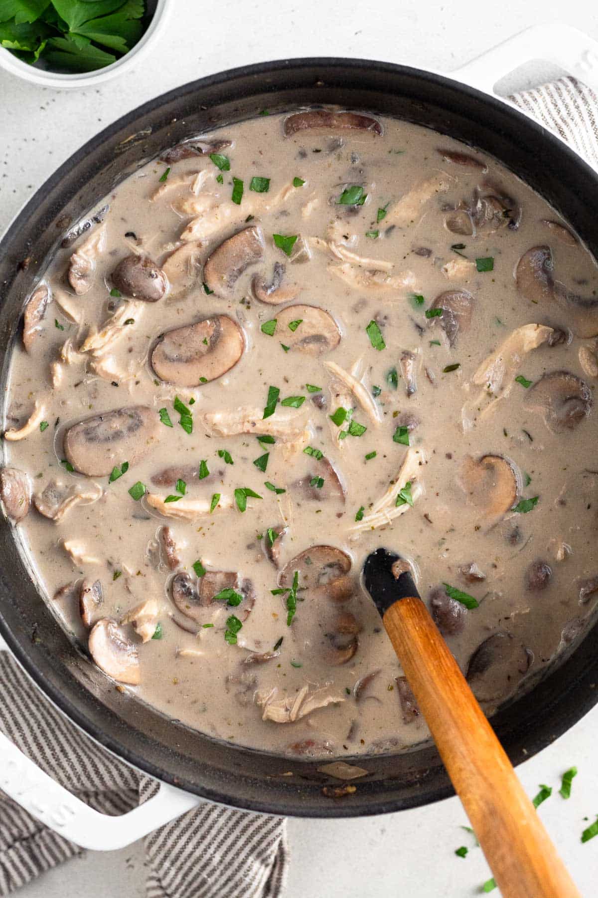Creamy Chicken Mushroom Soup (Dairy-Free) - Eat the Gains