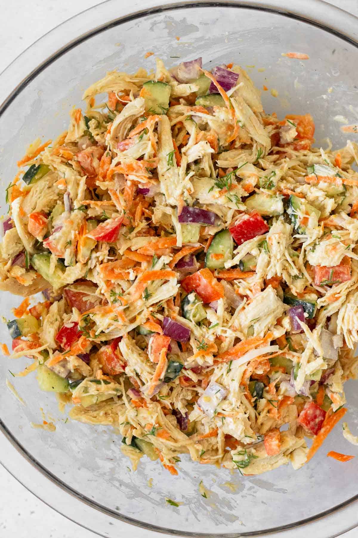 Hummus Chicken Salad with Veggies - Eat the Gains